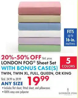 Boscov's LONDON FOG Sheet Set WITH BONUS CASE(S) offer