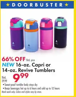 Boscov's 16-oz. Capri or 14-oz. Revive Tumblers offer