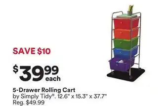 Michaels 5-Drawer Rolling Cart offer