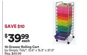 Michaels 10-Drawer Rolling Cart by Simply Tidy offer