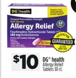 Dollar General DG health Allergy Relief Tablets offer