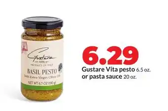 Hy-Vee Gustare Vita pesto 6.5 oz. or pasta sauce 20 oz offer
