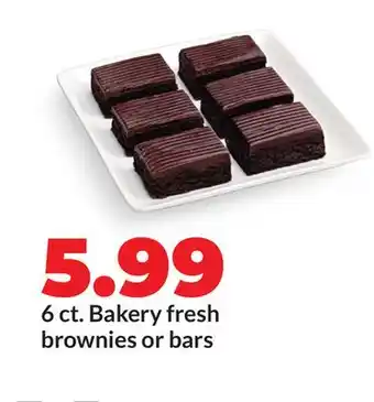 Hy-Vee 6 ct. Bakery fresh brownies or bars offer