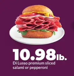 Hy-Vee Di Lusso premium sliced salami or pepperoni offer