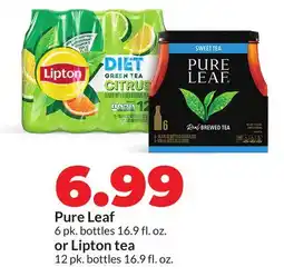 Hy-Vee Pure Leaf 6 pk. bottles 16.9 fl. oz. or Lipton tea 12 pk. bottles 16.9 fl. oz offer