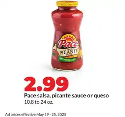 Hy-Vee Pace salsa, picante sauce or queso offer