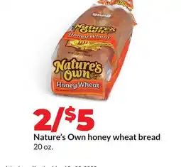 Hy-Vee Nature's Own honey wheat bread offer