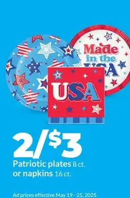 Hy-Vee Patriotic plates 8 ct. or napkins 16 ct offer
