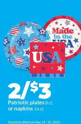 Hy-Vee Patriotic plates 8 ct. or napkins 16 ct offer