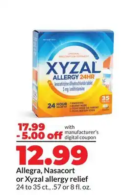 Hy-Vee Allegra, Nasacort or Xyzal allergy relief offer