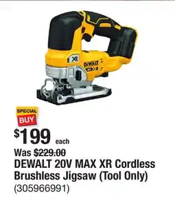 The Home Depot DEWALT 20V MAX XR Cordless Brushless Jigsaw (Tool Only) offer