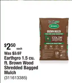 The Home Depot Earthgro 1.5 cu. ft. Brown Wood Shredded Bagged Mulch offer