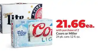 Hy-Vee Coors or Miller offer
