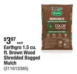 The Home Depot Earthgro 1.5 cu. ft. Brown Wood Shredded Bagged Mulch offer