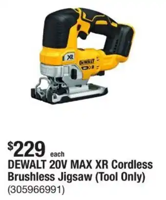 The Home Depot DEWALT 20V MAX XR Cordless Brushless Jigsaw offer