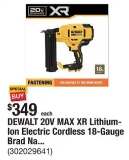 The Home Depot DEWALT 20V MAX XR Lithium- Ion Electric Cordless 18-Gauge Brad Na... offer