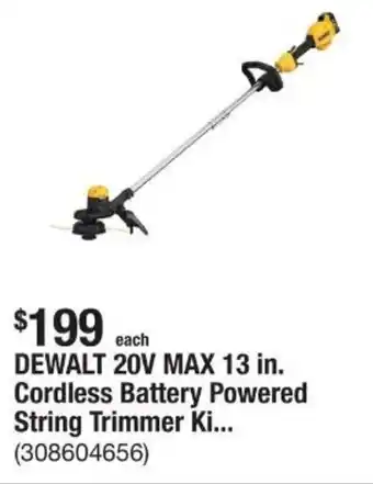 The Home Depot DEWALT 20V MAX 13 in. Cordless Battery Powered String Trimmer Ki... (308604656) offer
