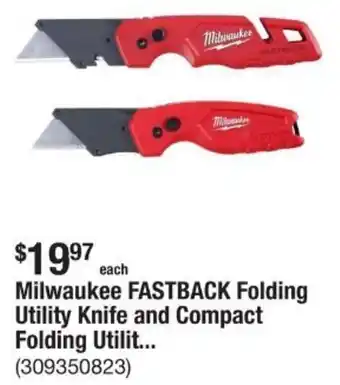 The Home Depot Milwaukee FASTBACK Folding Utility Knife and Compact Folding Utilit... offer