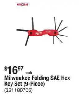 The Home Depot Milwaukee Folding SAE Hex Key Set offer