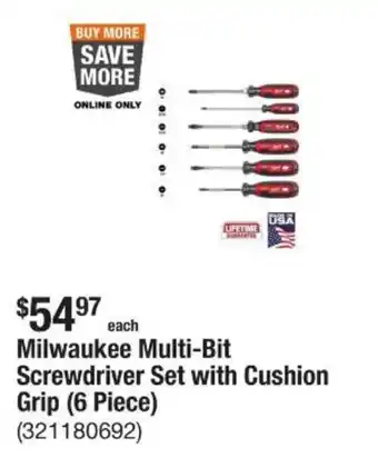 The Home Depot Milwaukee Multi-Bit Screwdriver Set with Cushion Grip offer
