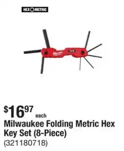 The Home Depot Milwaukee Folding Metric Hex Key Set offer