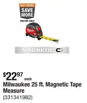 The Home Depot Milwaukee 25 ft. Magnetic Tape Measure offer