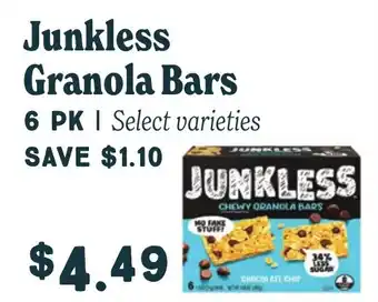 Market of Choice Junkless granola bars offer