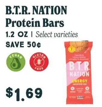 Market of Choice B.T.R. nation protein bars offer