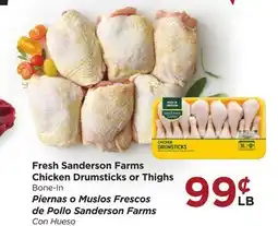 Food 4 Less Fresh Sanderson Farms Chicken Drumsticks or Thighs offer