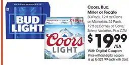 Ralphs Coors, Bud, Miller or Tecate offer