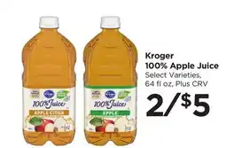 Food 4 Less Kroger 100% Apple Juice offer