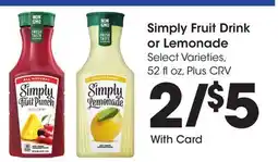 Ralphs Simply Fruit Drink or Lemonade offer