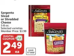 Albertsons Sargento Sliced or Shredded Cheese offer