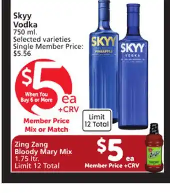 Albertsons Zing Zang Bloody Mary Mix,Skyy Vodka offer