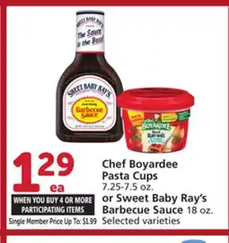 Albertsons Chef Boyardee Pasta Cups 7.25-7.5 oz. or Sweet Baby Ray's Barbecue Sauce 18 oz offer