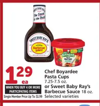 Albertsons Chef Boyardee Pasta Cups 7.25-7.5 oz. or Sweet Baby Ray's Barbecue Sauce 18 oz offer