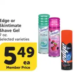 Albertsons Edge or Skintimate Shave Gel offer