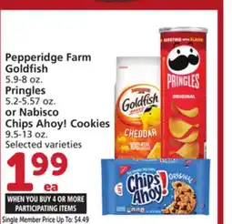 Albertsons Pepperidge Farm Goldfish 5.9-8 oz. Pringles 5.2-5.57 oz. or Nabisco Chips Ahoy! Cookies 9.5-13 oz offer
