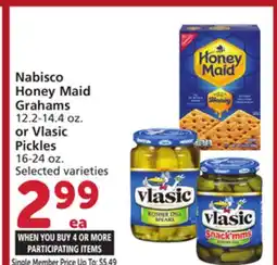 Albertsons Nabisco Honey Maid Grahams 12.2-14.4 oz., or Vlasic Pickles 16-24 oz offer