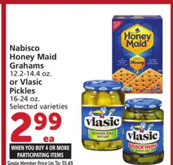 Albertsons Nabisco Honey Maid Grahams 12.2-14.4 oz., or Vlasic Pickles 16-24 oz offer