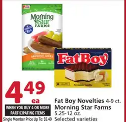Albertsons Fat Boy Novelties 4-9 ct. Morning Star Farms 5.25-12 oz offer