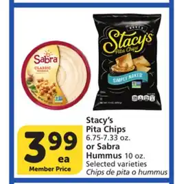 Albertsons Stacy's Pita Chips 6.75-7.33 oz. or Sabra Hummus 10 oz offer