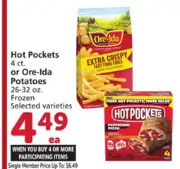 Albertsons Hot Pockets 4 ct. or Ore-Ida Potatoes 26-32 oz offer