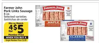 Albertsons Farmer John Pork Links Sausage offer