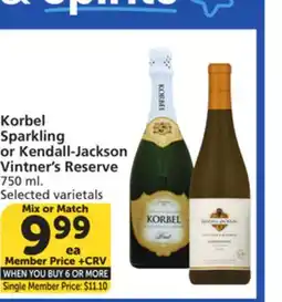 Albertsons Korbel Sparkling or Kendall-Jackson Vintner's Reserve offer