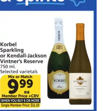 Albertsons Korbel Sparkling or Kendall-Jackson Vintner's Reserve offer
