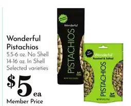 Pavilions Wonderful Pistachios 5.5-6 oz. No 14-16 oz. In offer