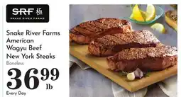 Pavilions Snake River Farms American Wagyu Beef New York Steaks offer