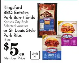 Pavilions Kingsford BBQ Entrées Pork Burnt Ends Kansas City Style or St. Louis Style Pork Ribs 16 oz offer