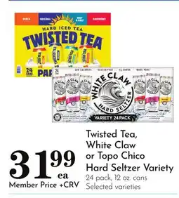 Pavilions Twisted Tea, White Claw or Topo Chico Hard Seltzer Variety offer